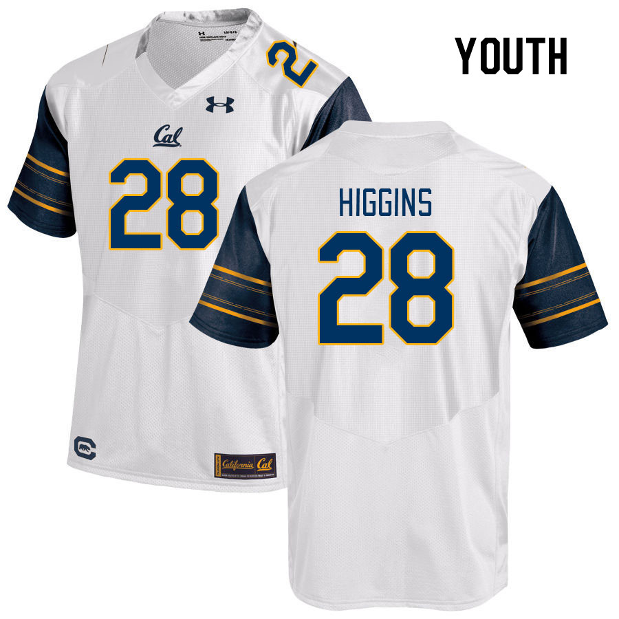 Youth #28 Kaleb Higgins California Golden Bears College Football Jerseys Stitched Sale-White